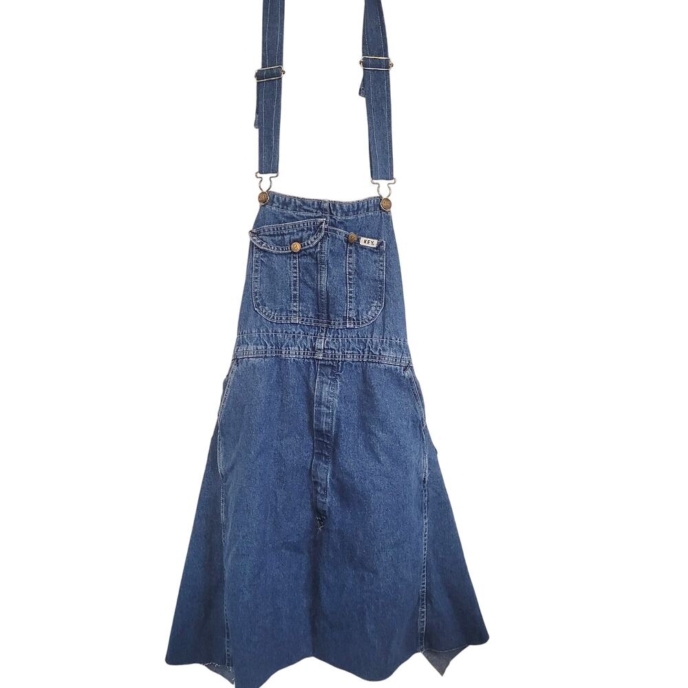 Denim Pinafore Apron Dress - Blue